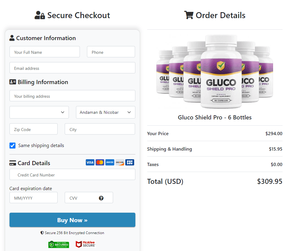 Gluco Shield Pro Order Form